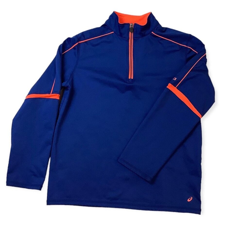 Asics Running 1/4 Zip Blue Activewear Long Sleeve Shirt Boys Size XL (18-20)